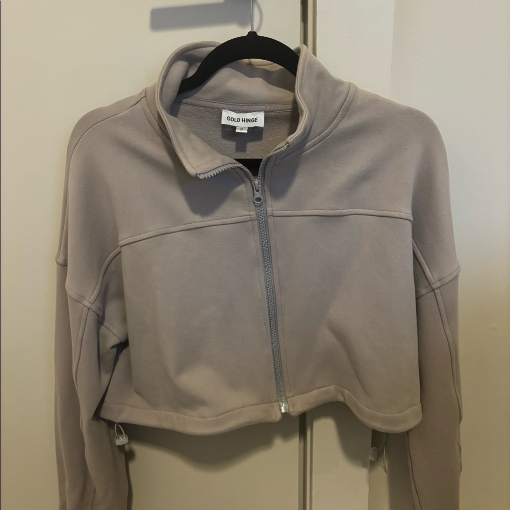 Good hinge cropped tan zip up!